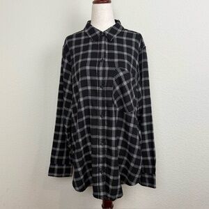 Abercrombie & Fitch Soft A&F Collection Black Plaid Button Down Flannel Shirt